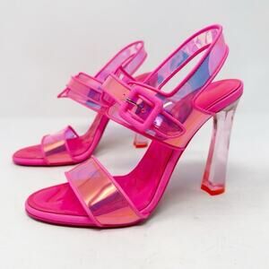 Christian Louboutin Loubi Duniss PVC Pink Iridescent Heels Womens Size EU 37